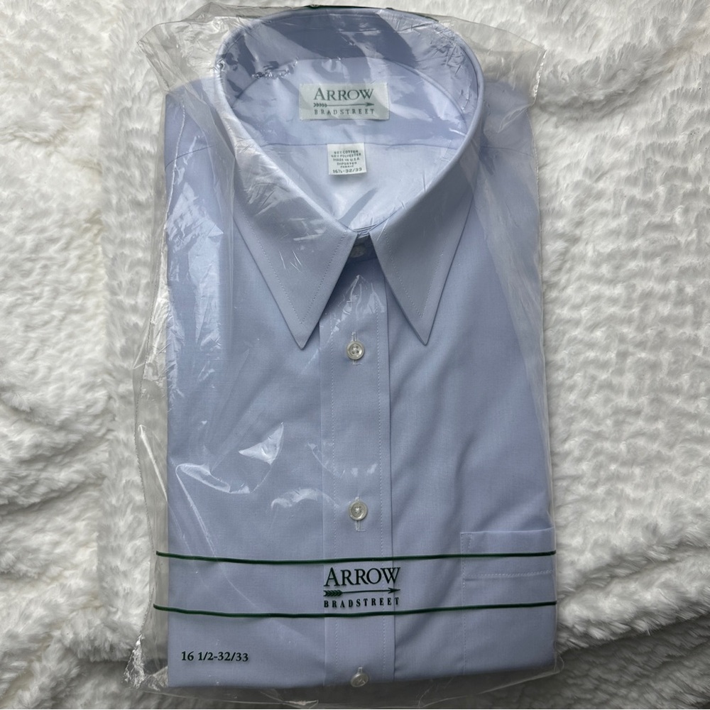 Arrow Bradstreet Men's Sky Light Blue Dress Shirt Size 16 1/2 - 32/33
